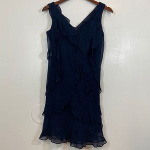BCBGMaxazria 100%silk Ruffle Chiffon Mini Dress